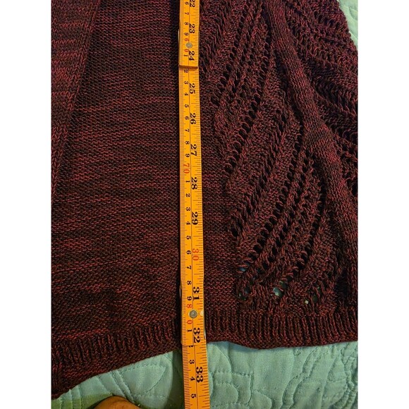 Roxy Women's Sm Take Stock Long Open Weave Boho Purple Maroon Cardigan Sweater - Picture 8 of 8